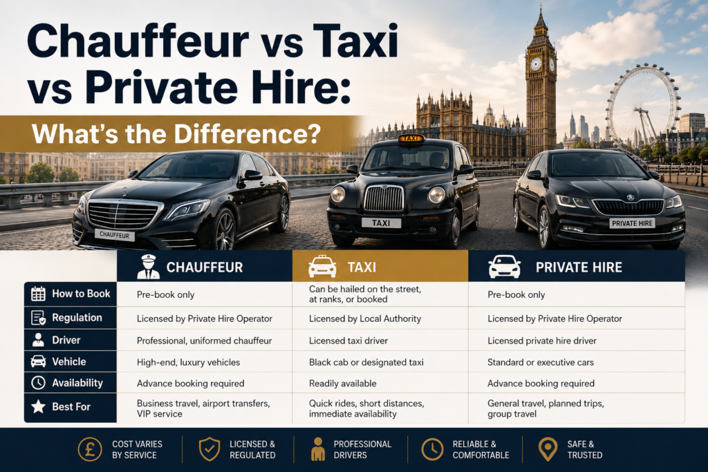 Chauffeur vs Taxi vs Private Hire What's the Difference